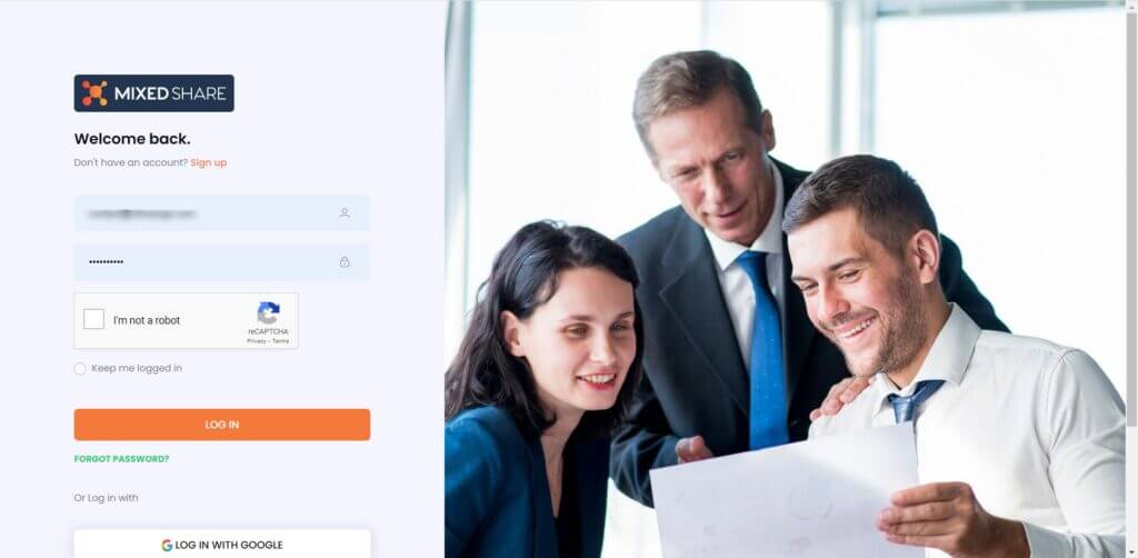 insert credentials MixedShare to create a facebook profile